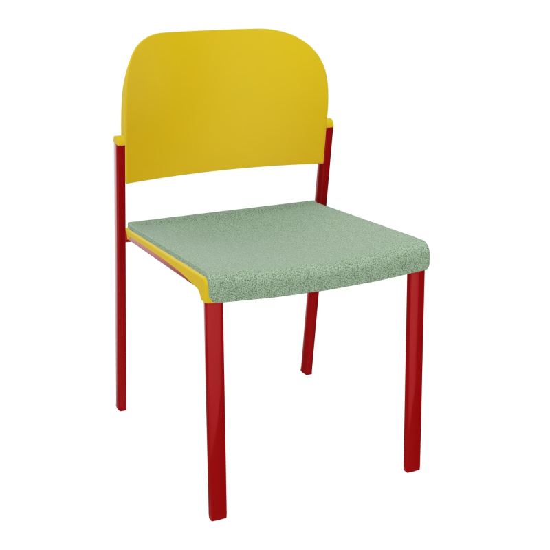 ROMY CHAISE 4P FIXES ASSISE TISSU DOSSIER POLYPRO SANS ACCOUDOIRS E7 ZY PW
