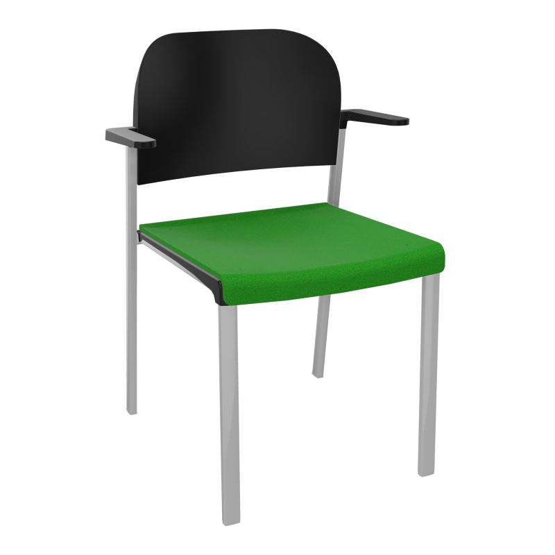 ROMY CHAISE 4P FIXES ASSISE TISSU DOSSIER POLYPRO AVEC ACCOUDOIRS  A1 SB PU