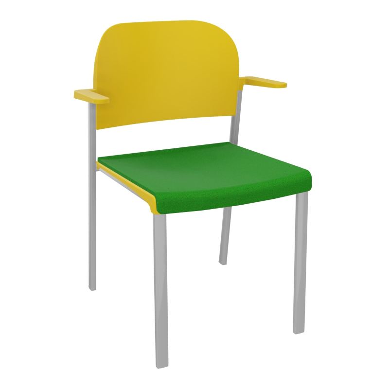 ROMY CHAISE 4P FIXES ASSISE TISSU DOSSIER POLYPRO AVEC ACCOUDOIRS  A1 SB PW