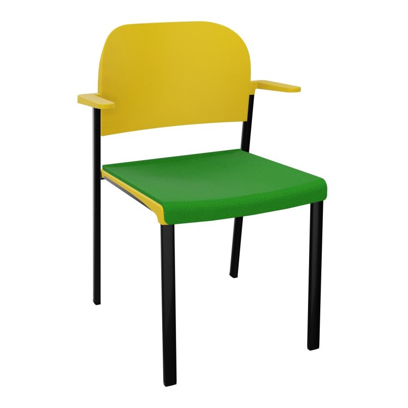 ROMY CHAISE 4P FIXES ASSISE TISSU DOSSIER POLYPRO AVEC ACCOUDOIRS  A1 SG PW
