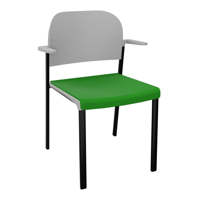 ROMY CHAISE 4P FIXES ASSISE TISSU DOSSIER POLYPRO AVEC ACCOUDOIRS  A1 SG PX