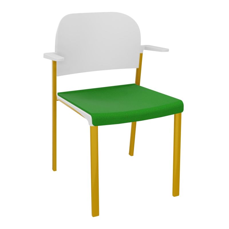 ROMY CHAISE 4P FIXES ASSISE TISSU DOSSIER POLYPRO AVEC ACCOUDOIRS  A1 SX PT