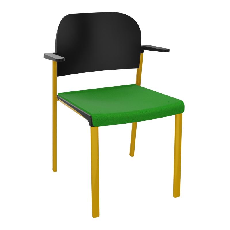 ROMY CHAISE 4P FIXES ASSISE TISSU DOSSIER POLYPRO AVEC ACCOUDOIRS  A1 SX PU