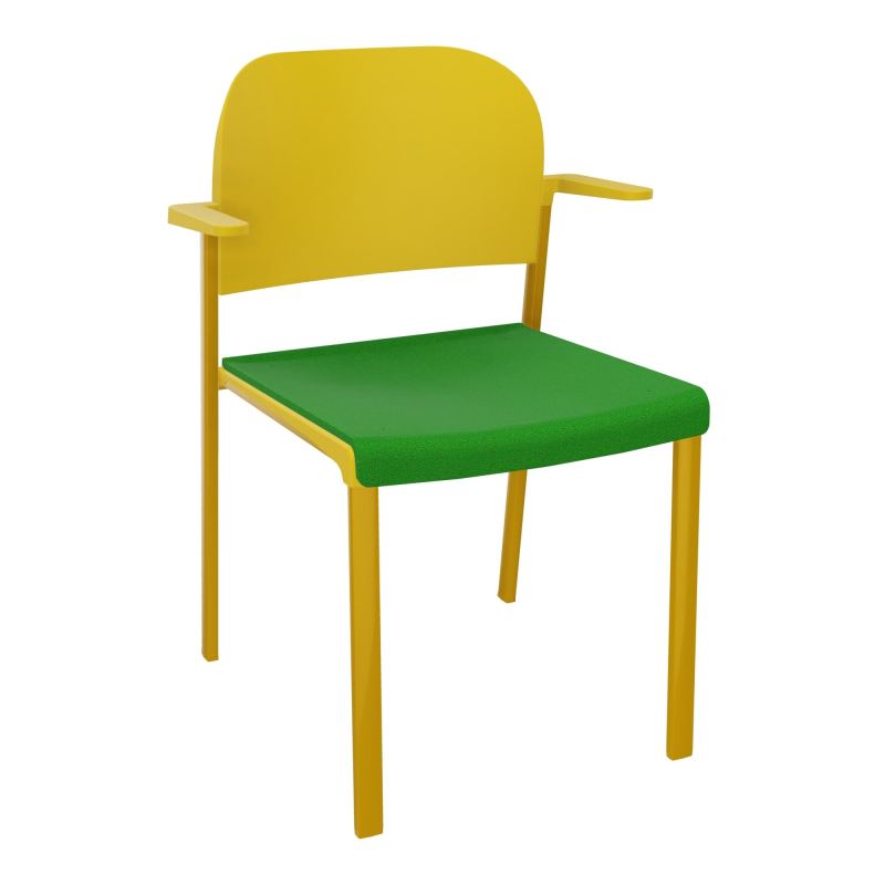 ROMY CHAISE 4P FIXES ASSISE TISSU DOSSIER POLYPRO AVEC ACCOUDOIRS  A1 SX PW