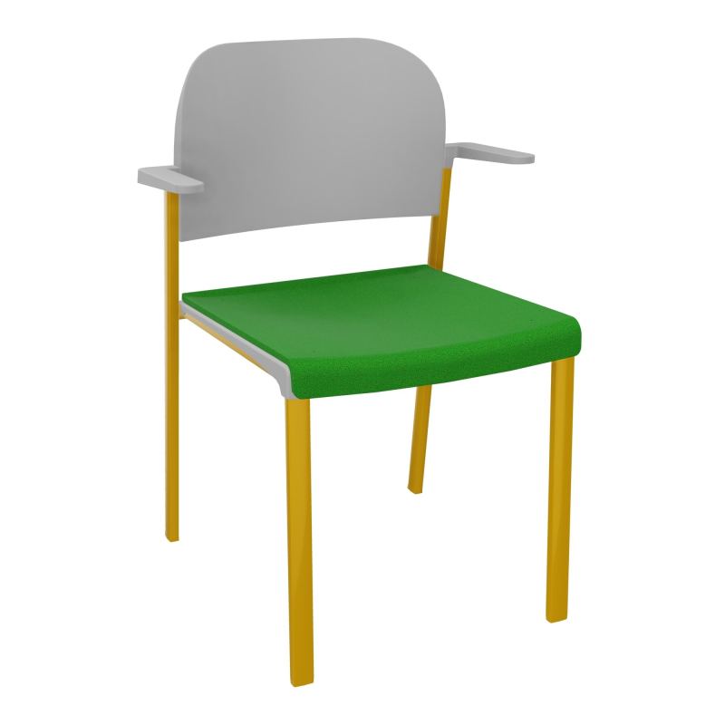 ROMY CHAISE 4P FIXES ASSISE TISSU DOSSIER POLYPRO AVEC ACCOUDOIRS  A1 SX PX