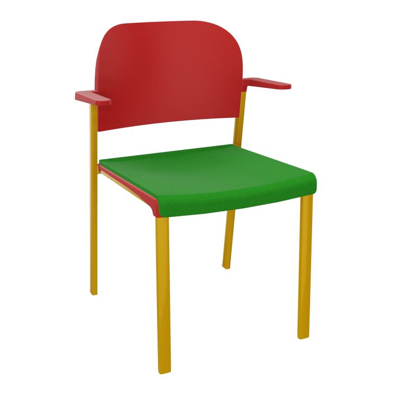 ROMY CHAISE 4P FIXES ASSISE TISSU DOSSIER POLYPRO AVEC ACCOUDOIRS  A1 SX PZ