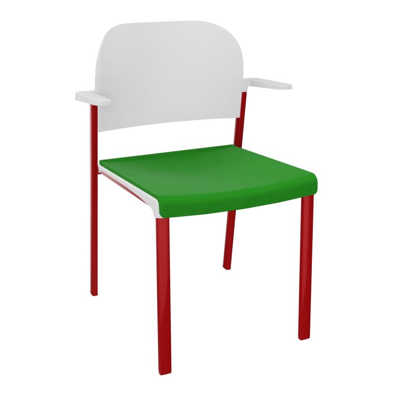 ROMY CHAISE 4P FIXES ASSISE TISSU DOSSIER POLYPRO AVEC ACCOUDOIRS  A1 ZY PT