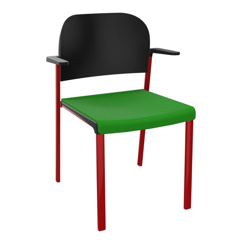 ROMY CHAISE 4P FIXES ASSISE TISSU DOSSIER POLYPRO AVEC ACCOUDOIRS  A1 ZY PU