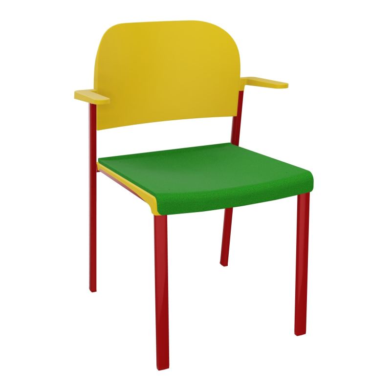 ROMY CHAISE 4P FIXES ASSISE TISSU DOSSIER POLYPRO AVEC ACCOUDOIRS  A1 ZY PW
