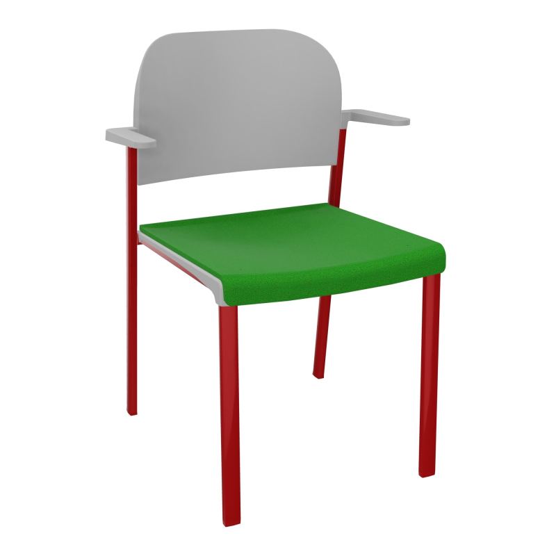 ROMY CHAISE 4P FIXES ASSISE TISSU DOSSIER POLYPRO AVEC ACCOUDOIRS  A1 ZY PX