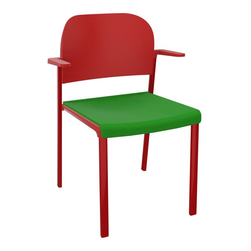ROMY CHAISE 4P FIXES ASSISE TISSU DOSSIER POLYPRO AVEC ACCOUDOIRS  A1 ZY PZ