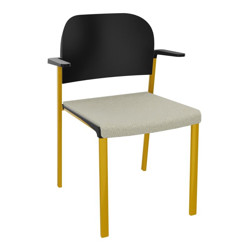 ROMY CHAISE 4P FIXES ASSISE TISSU DOSSIER POLYPRO AVEC ACCOUDOIRS  A2 SX PU