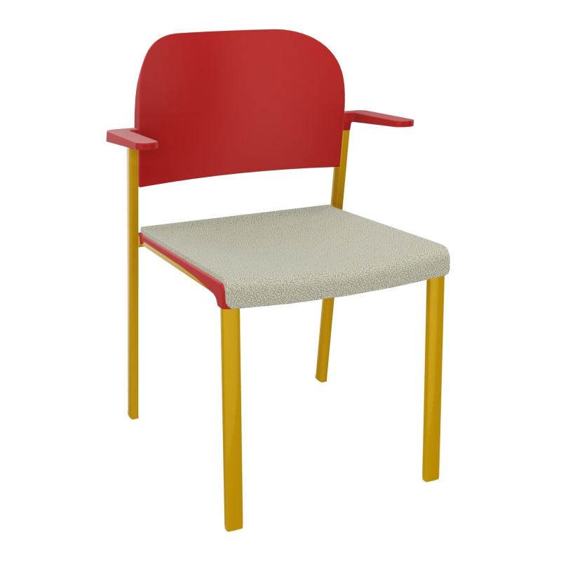 ROMY CHAISE 4P FIXES ASSISE TISSU DOSSIER POLYPRO AVEC ACCOUDOIRS  A2 SX PZ
