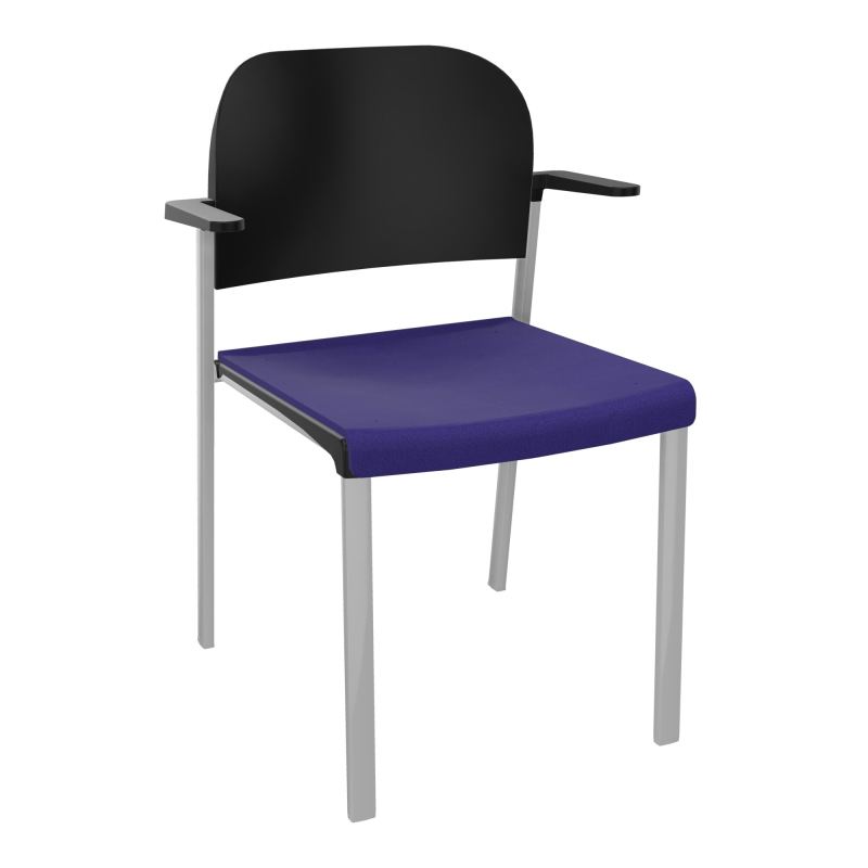 ROMY CHAISE 4P FIXES ASSISE TISSU DOSSIER POLYPRO AVEC ACCOUDOIRS  A3 SB PU