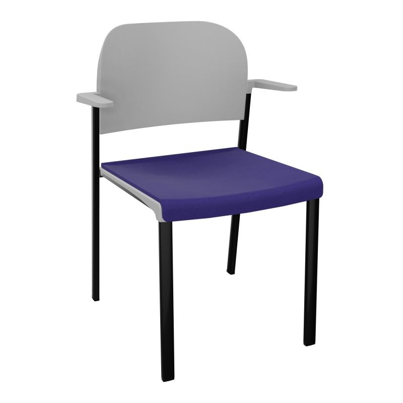 ROMY CHAISE 4P FIXES ASSISE TISSU DOSSIER POLYPRO AVEC ACCOUDOIRS  A3 SG PX
