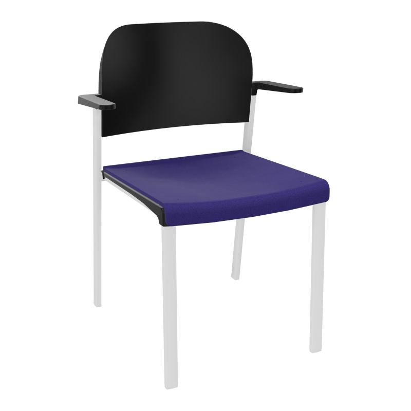 ROMY CHAISE 4P FIXES ASSISE TISSU DOSSIER POLYPRO AVEC ACCOUDOIRS  A3 SP PU