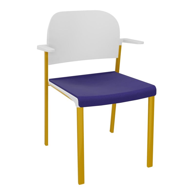 ROMY CHAISE 4P FIXES ASSISE TISSU DOSSIER POLYPRO AVEC ACCOUDOIRS  A3 SX PT