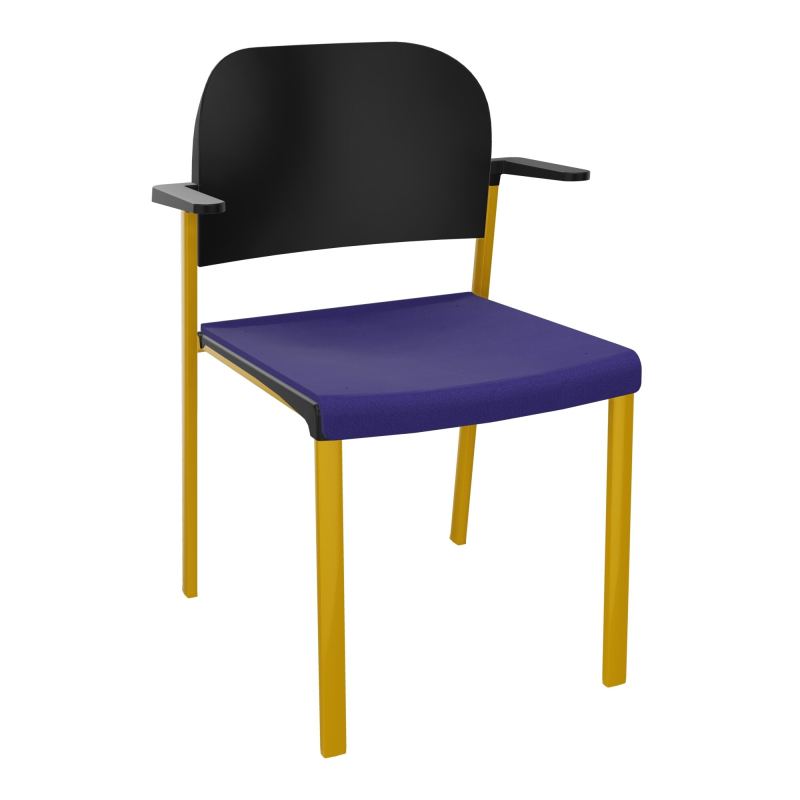 ROMY CHAISE 4P FIXES ASSISE TISSU DOSSIER POLYPRO AVEC ACCOUDOIRS  A3 SX PU
