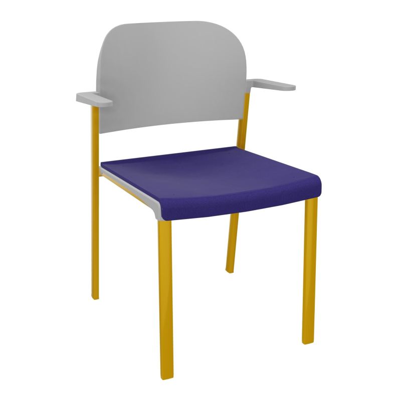 ROMY CHAISE 4P FIXES ASSISE TISSU DOSSIER POLYPRO AVEC ACCOUDOIRS  A3 SX PX