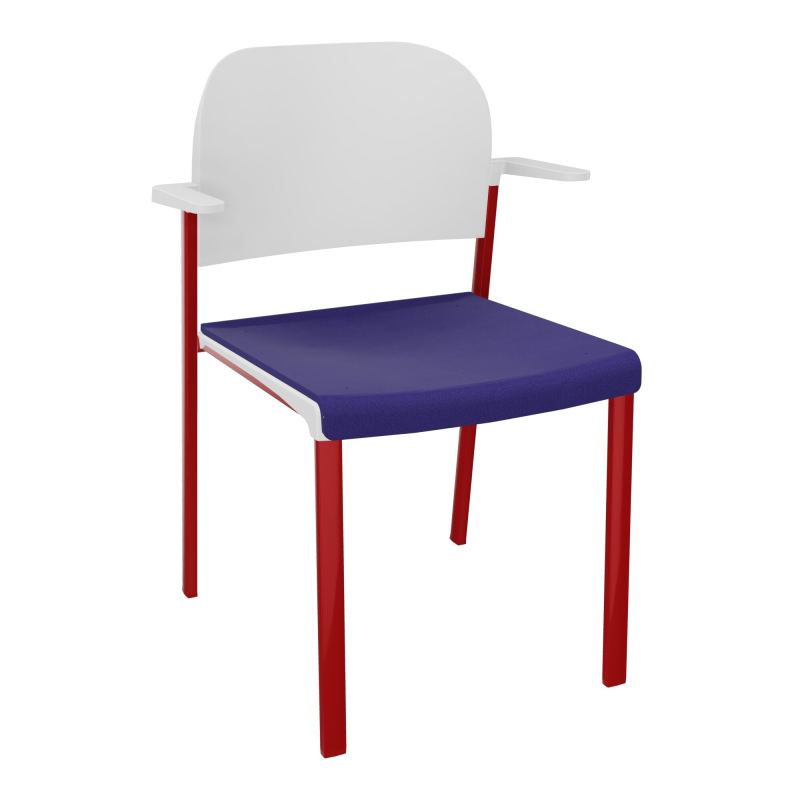 ROMY CHAISE 4P FIXES ASSISE TISSU DOSSIER POLYPRO AVEC ACCOUDOIRS  A3 ZY PT