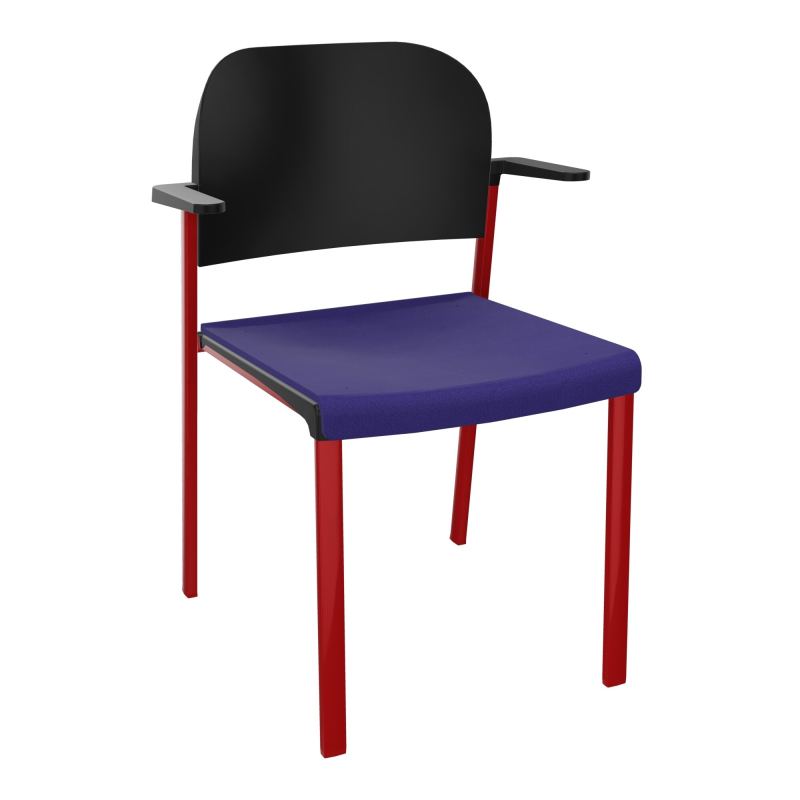ROMY CHAISE 4P FIXES ASSISE TISSU DOSSIER POLYPRO AVEC ACCOUDOIRS  A3 ZY PU