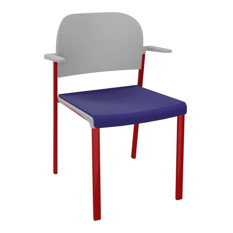 ROMY CHAISE 4P FIXES ASSISE TISSU DOSSIER POLYPRO AVEC ACCOUDOIRS  A3 ZY PX