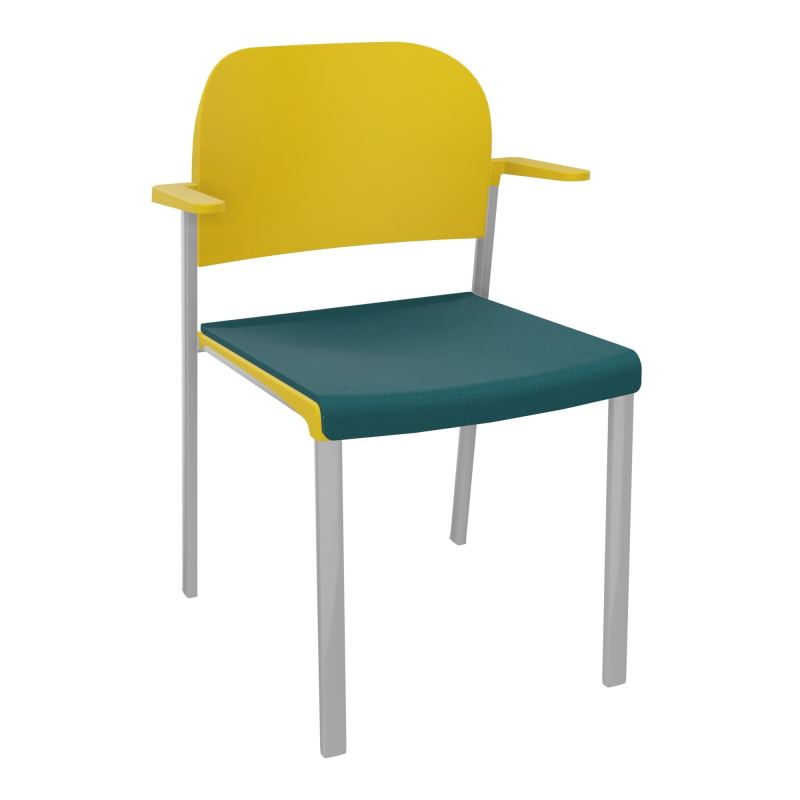 ROMY CHAISE 4P FIXES ASSISE TISSU DOSSIER POLYPRO AVEC ACCOUDOIRS  A4 SB PW