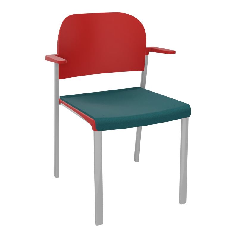 ROMY CHAISE 4P FIXES ASSISE TISSU DOSSIER POLYPRO AVEC ACCOUDOIRS  A4 SB PZ