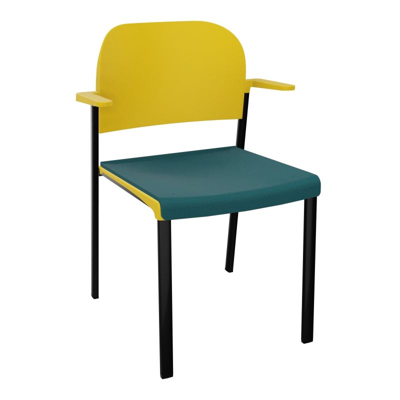 ROMY CHAISE 4P FIXES ASSISE TISSU DOSSIER POLYPRO AVEC ACCOUDOIRS  A4 SG PW