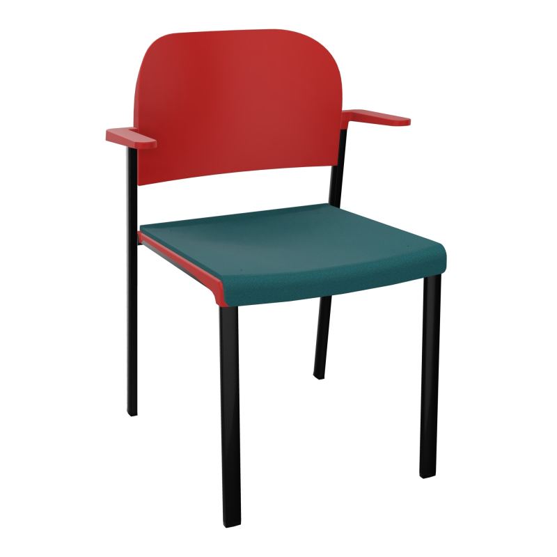 ROMY CHAISE 4P FIXES ASSISE TISSU DOSSIER POLYPRO AVEC ACCOUDOIRS  A4 SG PZ