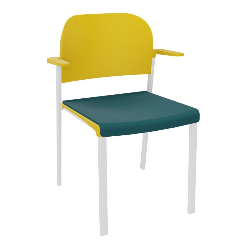 ROMY CHAISE 4P FIXES ASSISE TISSU DOSSIER POLYPRO AVEC ACCOUDOIRS  A4 SP PW