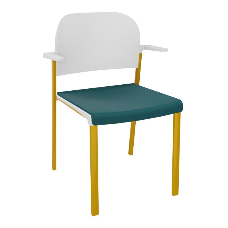 ROMY CHAISE 4P FIXES ASSISE TISSU DOSSIER POLYPRO AVEC ACCOUDOIRS  A4 SX PT