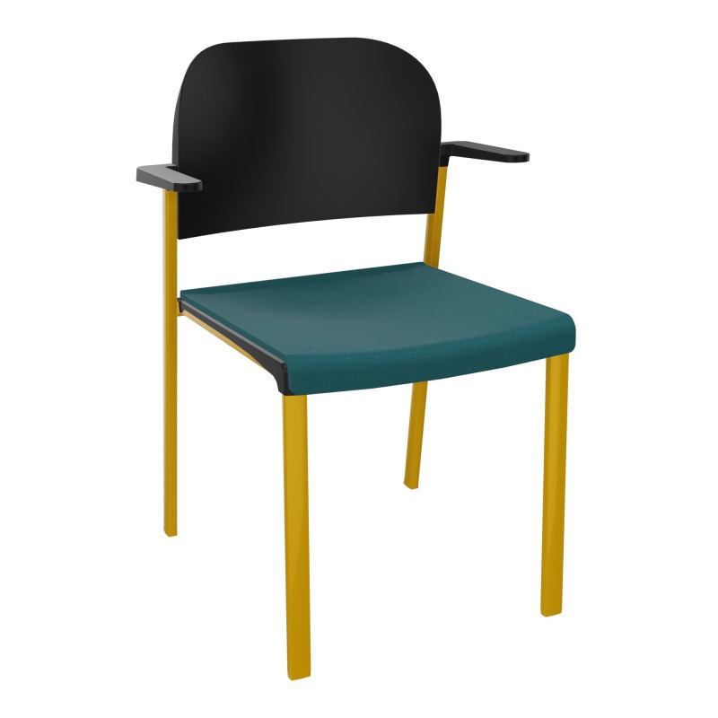 ROMY CHAISE 4P FIXES ASSISE TISSU DOSSIER POLYPRO AVEC ACCOUDOIRS  A4 SX PU