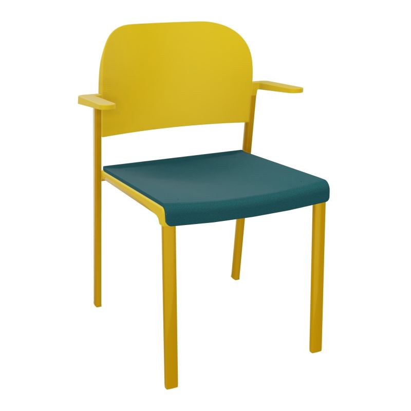 ROMY CHAISE 4P FIXES ASSISE TISSU DOSSIER POLYPRO AVEC ACCOUDOIRS  A4 SX PW