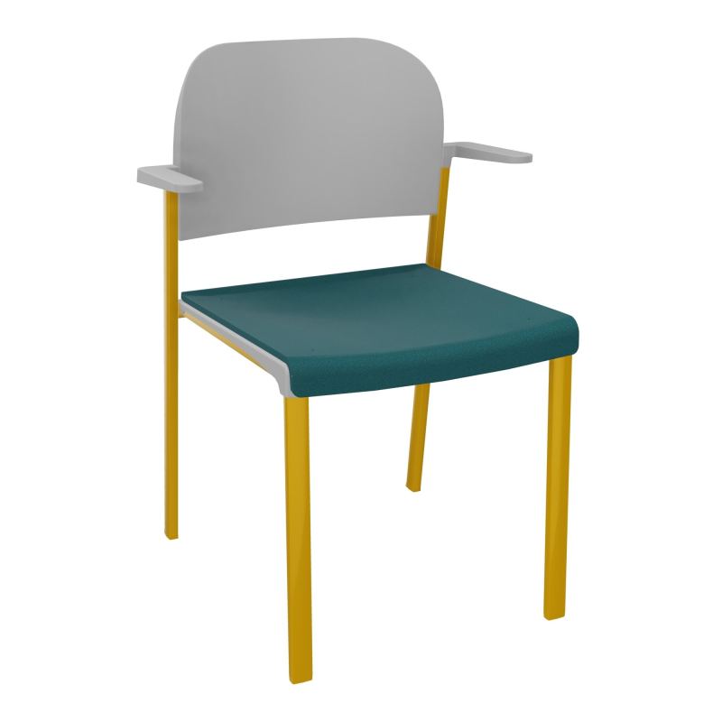 ROMY CHAISE 4P FIXES ASSISE TISSU DOSSIER POLYPRO AVEC ACCOUDOIRS  A4 SX PX