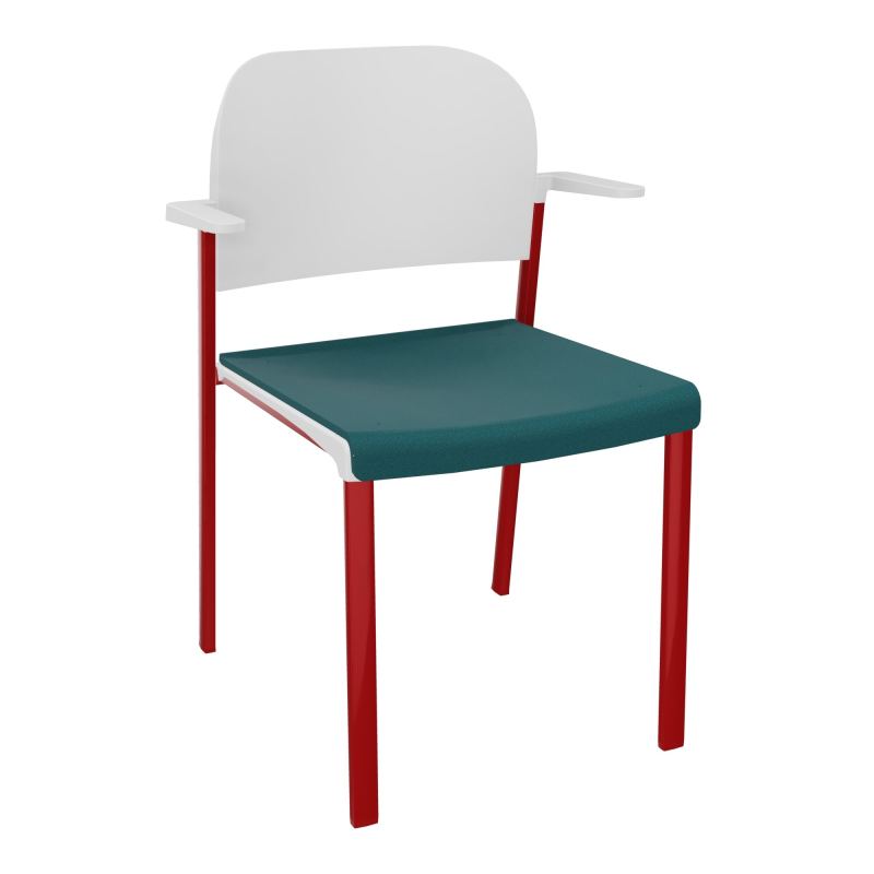 ROMY CHAISE 4P FIXES ASSISE TISSU DOSSIER POLYPRO AVEC ACCOUDOIRS  A4 ZY PT
