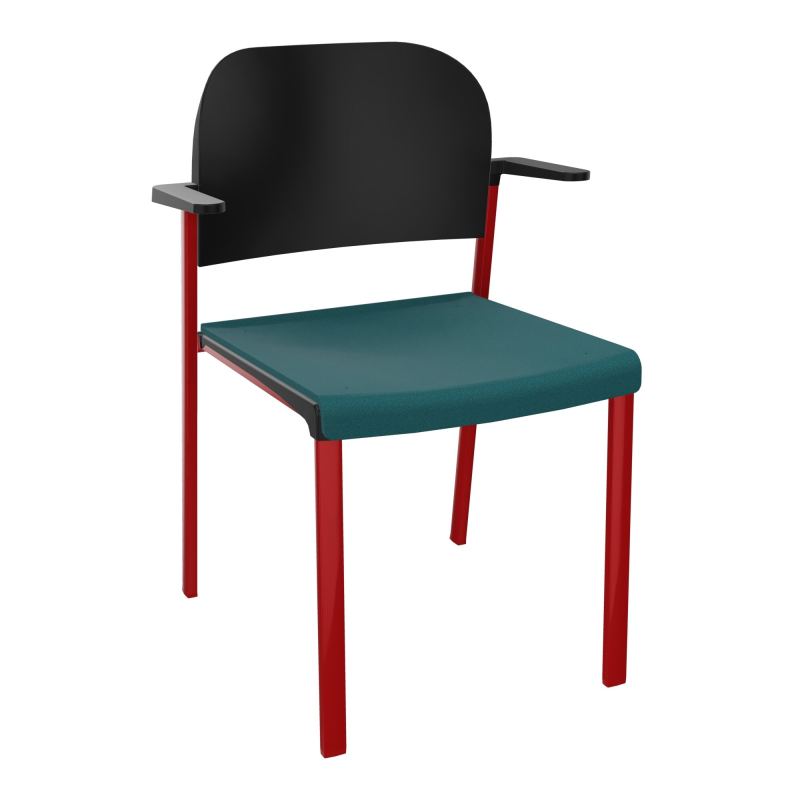 ROMY CHAISE 4P FIXES ASSISE TISSU DOSSIER POLYPRO AVEC ACCOUDOIRS  A4 ZY PU