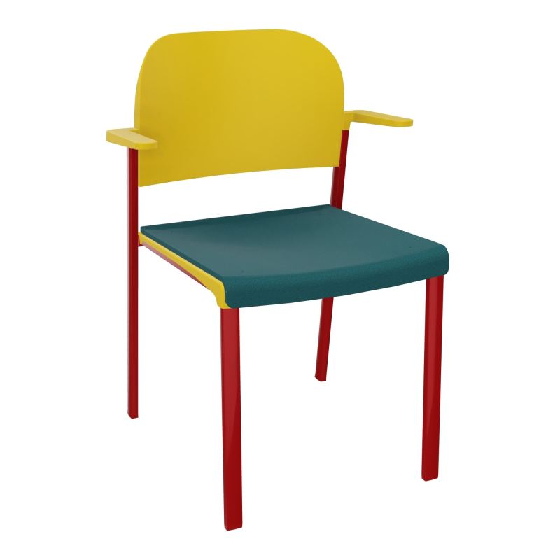 ROMY CHAISE 4P FIXES ASSISE TISSU DOSSIER POLYPRO AVEC ACCOUDOIRS  A4 ZY PW