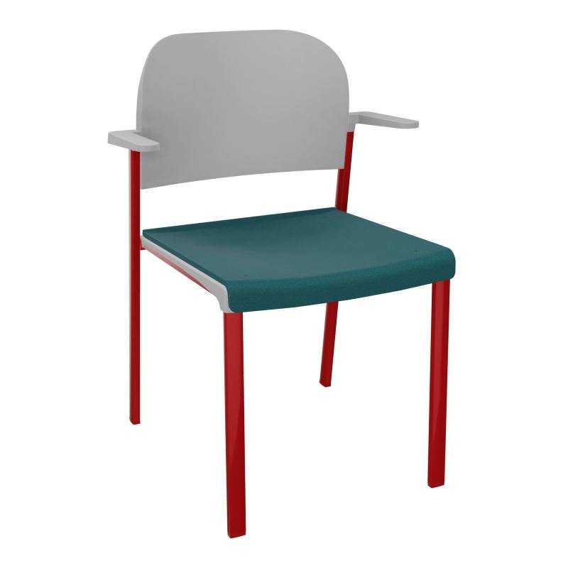 ROMY CHAISE 4P FIXES ASSISE TISSU DOSSIER POLYPRO AVEC ACCOUDOIRS  A4 ZY PX