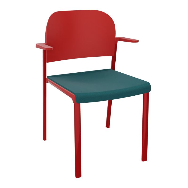ROMY CHAISE 4P FIXES ASSISE TISSU DOSSIER POLYPRO AVEC ACCOUDOIRS  A4 ZY PZ