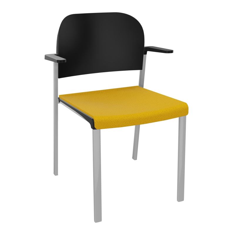 ROMY CHAISE 4P FIXES ASSISE TISSU DOSSIER POLYPRO AVEC ACCOUDOIRS  A5 SB PU