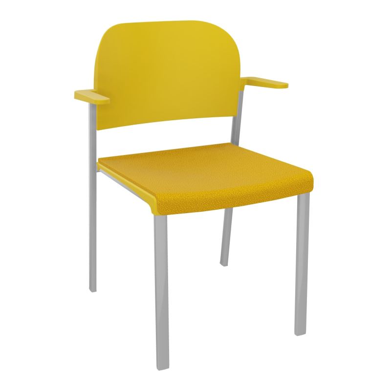 ROMY CHAISE 4P FIXES ASSISE TISSU DOSSIER POLYPRO AVEC ACCOUDOIRS  A5 SB PW