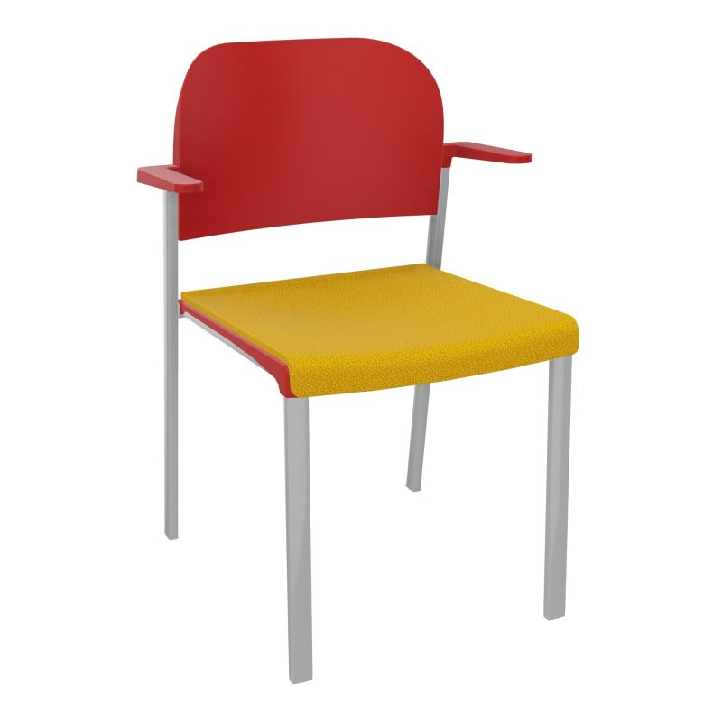 ROMY CHAISE 4P FIXES ASSISE TISSU DOSSIER POLYPRO AVEC ACCOUDOIRS  A5 SB PZ