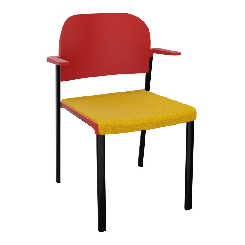 ROMY CHAISE 4P FIXES ASSISE TISSU DOSSIER POLYPRO AVEC ACCOUDOIRS  A5 SG PZ