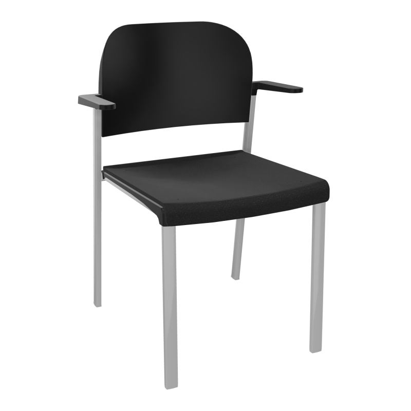 ROMY CHAISE 4P FIXES ASSISE TISSU DOSSIER POLYPRO AVEC ACCOUDOIRS  A6 SB PU