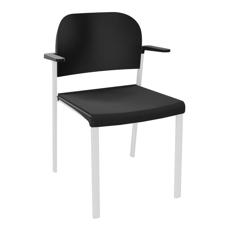 ROMY CHAISE 4P FIXES ASSISE TISSU DOSSIER POLYPRO AVEC ACCOUDOIRS  A6 SP PU