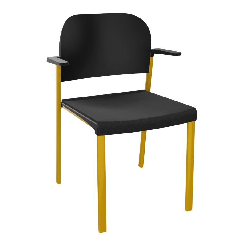 ROMY CHAISE 4P FIXES ASSISE TISSU DOSSIER POLYPRO AVEC ACCOUDOIRS  A6 SX PU