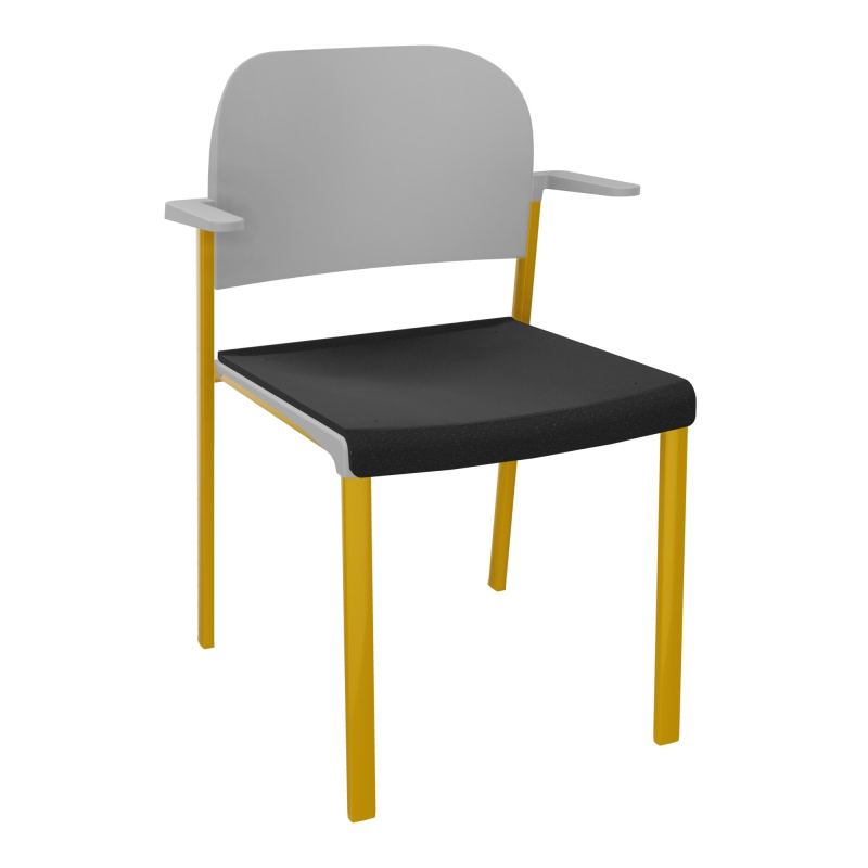 ROMY CHAISE 4P FIXES ASSISE TISSU DOSSIER POLYPRO AVEC ACCOUDOIRS  A6 SX PX