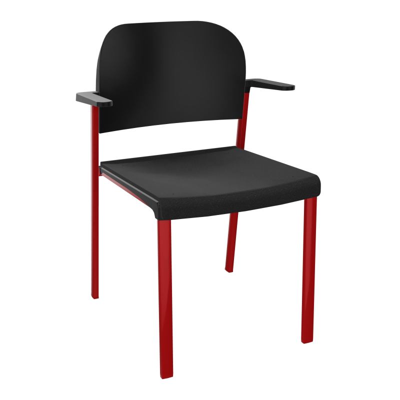 ROMY CHAISE 4P FIXES ASSISE TISSU DOSSIER POLYPRO AVEC ACCOUDOIRS  A6 ZY PU