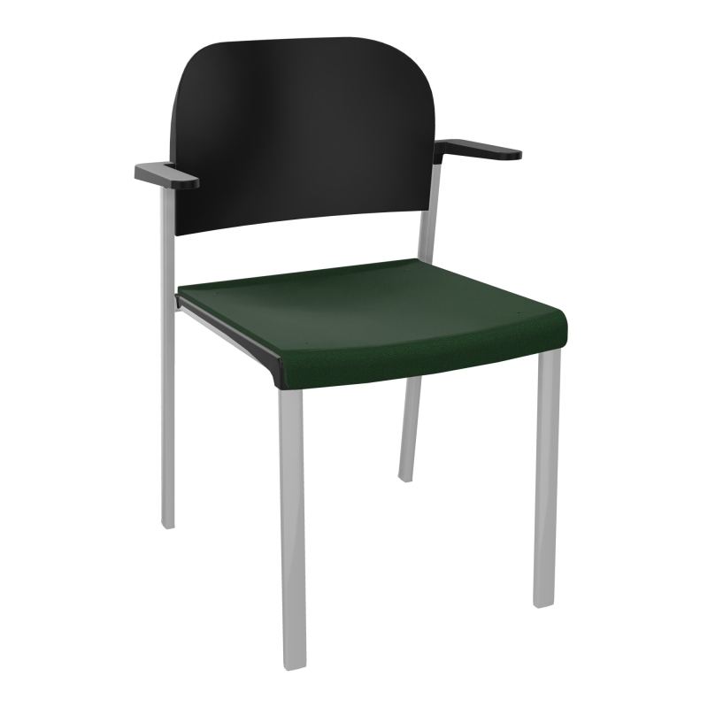 ROMY CHAISE 4P FIXES ASSISE TISSU DOSSIER POLYPRO AVEC ACCOUDOIRS  A9 SB PU